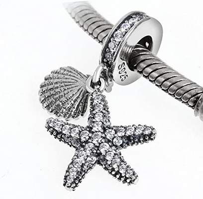 LuxglitterLin ट्रॉपिकल ओशन लाइफ चार्म सी टर्टल स्टारफिश इनेमल डैंगल बीड यूरोपियन के लिए