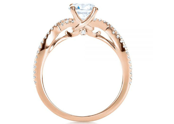 क्लॉ सेटिंग 18K रोज गोल्ड रिंग 0.8ct GH VS1 GIA डायमंड के साथ