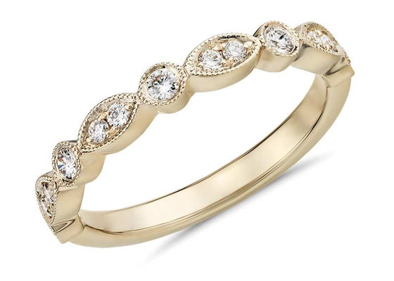 9K 0.13ct गोल्ड और डायमंड स्टैकिंग रिंग्स 1.5MM चौड़ाई राउंड कट ODM