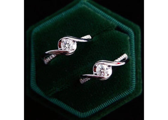 गोल कट 0.46ct रियल डायमंड ज्वैलरी रिंग 14K व्हाइट गोल्ड मटेरियल ODM