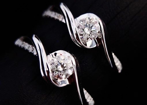 गोल कट 0.46ct रियल डायमंड ज्वैलरी रिंग 14K व्हाइट गोल्ड मटेरियल ODM