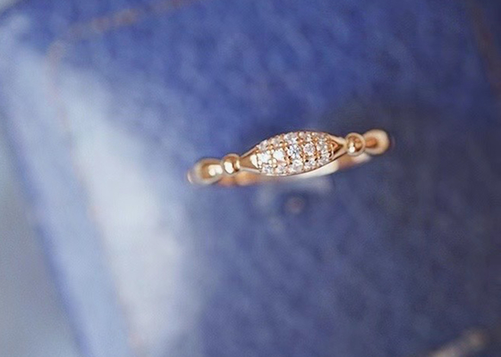 शादी के लिए 14K रोज गोल्ड रियल डायमंड ज्वैलरी रिंग Dainty OEM ODM