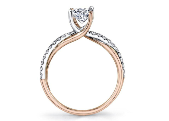 2 टोन कलर 9K सिल्वर रिंग 6mm Moissanite Diamond 0.81ct . के साथ