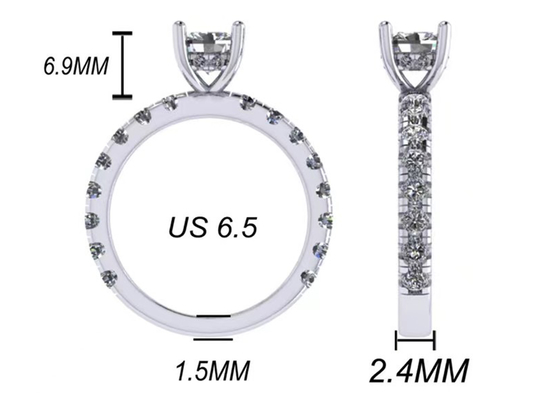 6x6mm 14k सॉलिड गोल्ड ज्वैलरी, 24pcs 1.44ct नेचुरल डायमंड एंगेजमेंट रिंग: