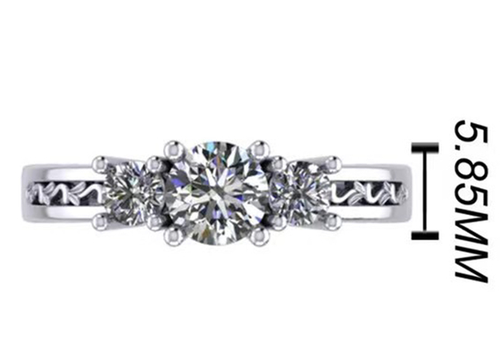 0.8ct 14k सॉलिड गोल्ड ज्वैलरी, प्रोंग सेटिंग RD5.85mm डायमंड थ्री स्टोन रिंग
