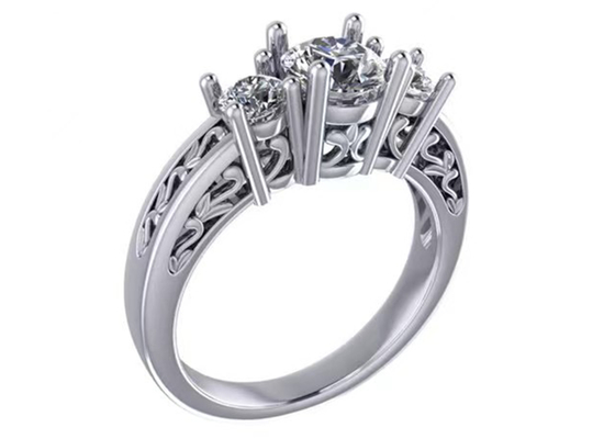 0.8ct 14k सॉलिड गोल्ड ज्वैलरी, प्रोंग सेटिंग RD5.85mm डायमंड थ्री स्टोन रिंग