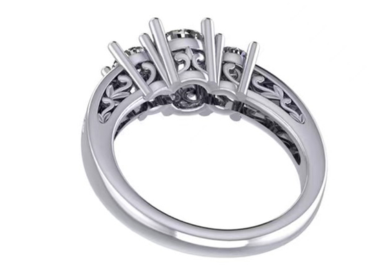 0.8ct 14k सॉलिड गोल्ड ज्वैलरी, प्रोंग सेटिंग RD5.85mm डायमंड थ्री स्टोन रिंग
