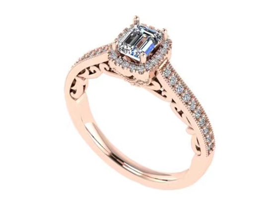 0.8ct 14K सॉलिड गोल्ड ज्वैलरी, रोज़ गोल्ड एंगेजमेंट रिंग सेट RA5.6×4.5MM