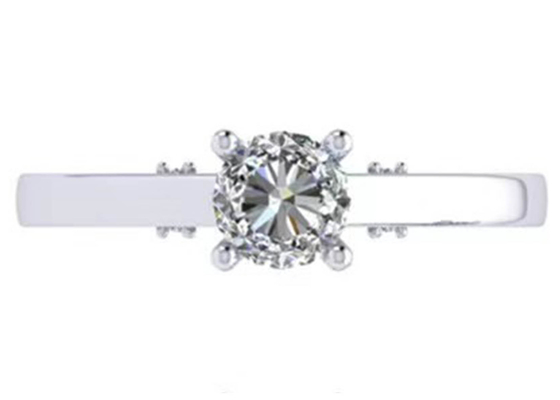 पंजा सेटिंग 18k व्हाइट गोल्ड वेडिंग रिंग, GIA 5.35mm राउंड ब्रिलियंट कट डायमंड रिंग