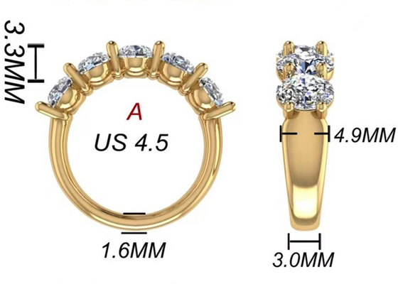 ओवल डायमंड 18K रोज गोल्ड रिंग 6.43x 4.7x 3.03mm साइज एनिवर्सरी के लिए