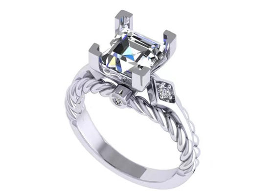 Moissanite हीरा रत्न वादा के छल्ले 14K सोने की राजकुमारी कट