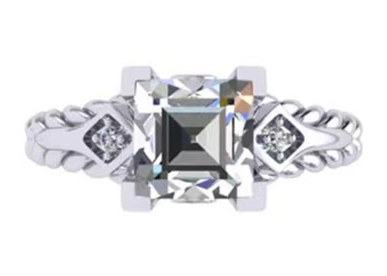 Moissanite हीरा रत्न वादा के छल्ले 14K सोने की राजकुमारी कट