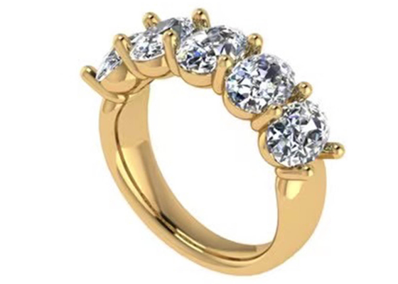 ओवल ब्रिलियंट कट 18k येलो गोल्ड एंगेजमेंट रिंग 6.43x 4.7x3.03mm ODM