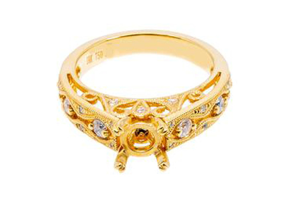 6pcs 0.07ct डायमंड सेमी माउंट ज्वेलरी रिंग 18K येलो गोल्ड मटेरियल: