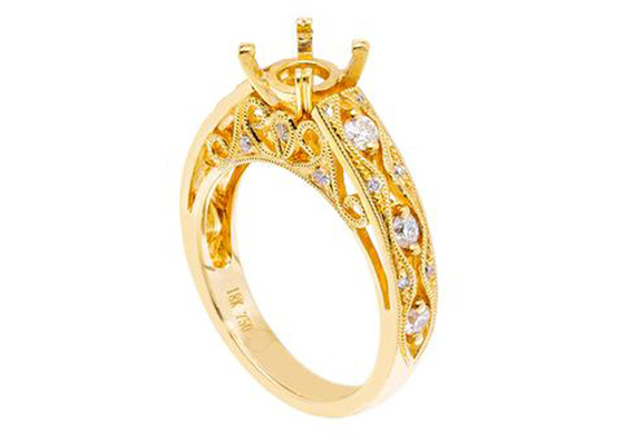 6pcs 0.07ct डायमंड सेमी माउंट ज्वेलरी रिंग 18K येलो गोल्ड मटेरियल: