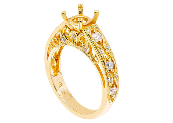 6pcs 0.07ct डायमंड सेमी माउंट ज्वेलरी रिंग 18K येलो गोल्ड मटेरियल: