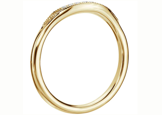 टिनी डेंटी 14K येलो गोल्ड रिंग, डायमंड स्टैकिंग रिंग्स 2mm 1.5mm 1.3mm साइज: