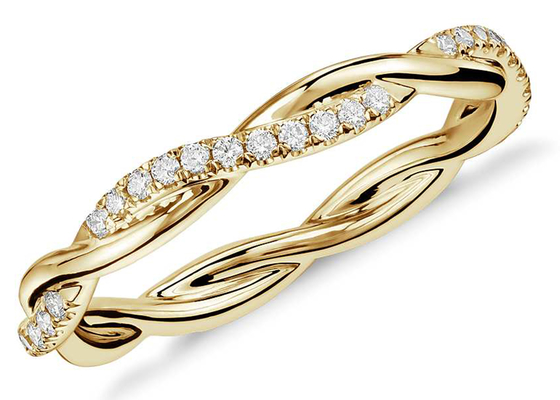 0.44ct ट्विस्ट लिंक 14K येलो गोल्ड ज्वेलरी 3.8mm-4.3mm बैंड साइज क्लॉ सेटिंग टाइप: