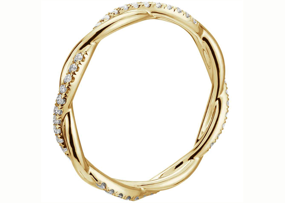 0.44ct ट्विस्ट लिंक 14K येलो गोल्ड ज्वेलरी 3.8mm-4.3mm बैंड साइज क्लॉ सेटिंग टाइप: