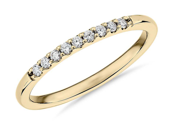 0.44ct स्टैकेबल डायमंड रिंग्स येलो गोल्ड 1.8mm फिशटेल सेटिंग टाइप: