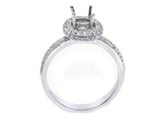 18k व्हाइट गोल्ड सेमी माउंट ज्वेलरी रिंग 1-1.1mm 0.45ct प्राकृतिक हीरे के साथ