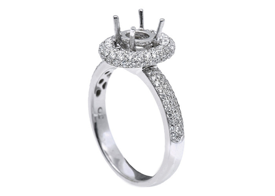 18k व्हाइट गोल्ड सेमी माउंट ज्वेलरी रिंग 1-1.1mm 0.45ct प्राकृतिक हीरे के साथ