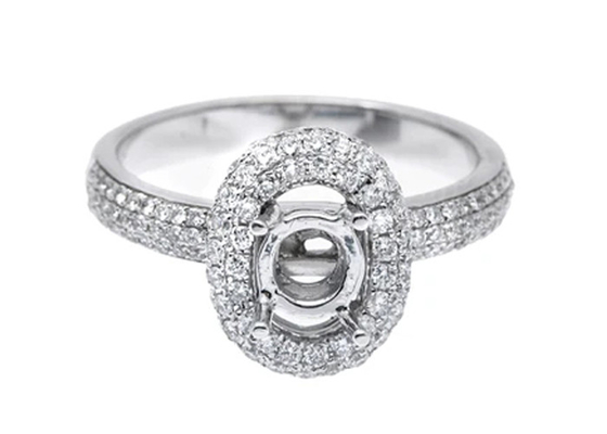18k व्हाइट गोल्ड सेमी माउंट ज्वेलरी रिंग 1-1.1mm 0.45ct प्राकृतिक हीरे के साथ