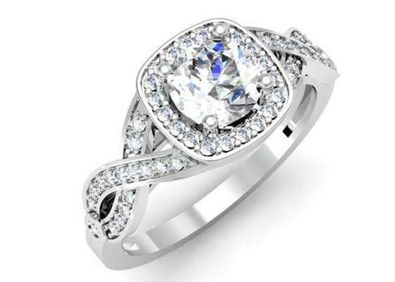 जन्मदिन के लिए 0.38ct 1.3mm 14k व्हाइट गोल्ड सेमी माउंट रिंग्स कुशन कट