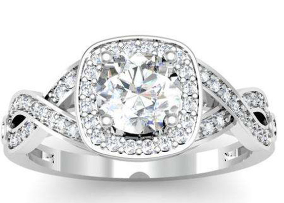 जन्मदिन के लिए 0.38ct 1.3mm 14k व्हाइट गोल्ड सेमी माउंट रिंग्स कुशन कट
