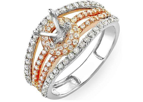 सगाई के लिए दो टोन 0.80ct सेमी माउंट ज्वेलरी रिंग 14K गोल्ड मटेरियल ODM: