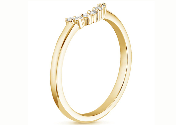 0.15ct 14k येलो गोल्ड स्टैकेबल रिंग्स, डायमंड स्टैकिंग रिंग्स 2mm 1.5mm स्टोन साइज: