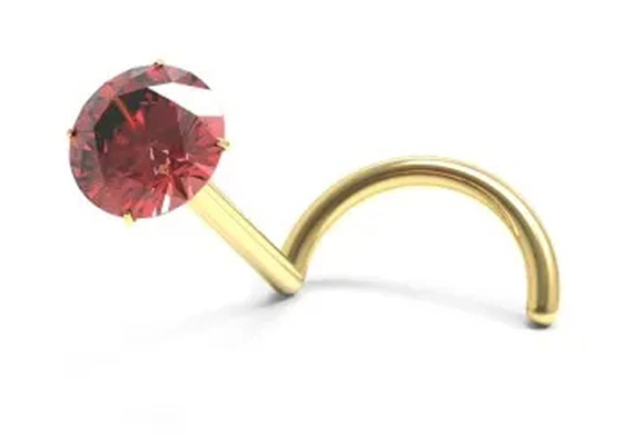 1.5mm-3mm प्राकृतिक गार्नेट स्टोन के साथ 18K गोल्ड नाक भेदी पेंच: