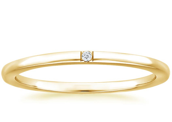 सॉलिटेयर डायमंड 14K येलो गोल्ड ज्वेलरी टिनी 0.04ct 2.0mm-2.3mm बैंड साइज: