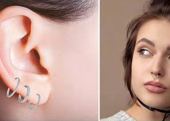 दीया 9 मिमी 11 मिमी 18k गोल्ड नाक स्टड, 0.14ct प्राकृतिक हीरे के साथ नाक की अंगूठी भेदी