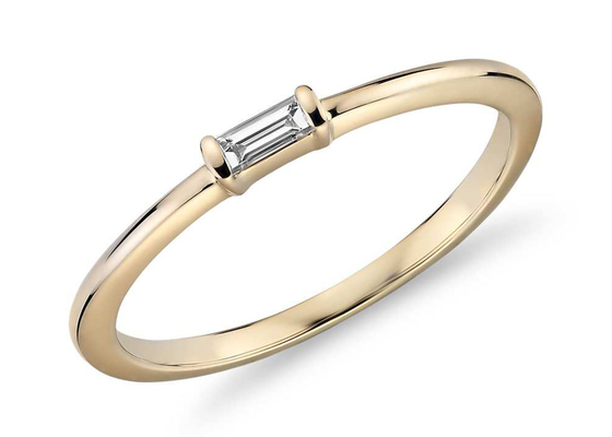 Baguette कट 9K गोल्ड रिंग 2.0×4.0MM 0.11ct वेट प्रोंग सेटिंग टाइप: