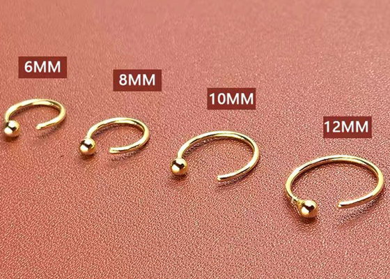 कार्टिलेज ट्रैगस के लिए निर्बाध हिंगेड 14K गोल्ड क्लिकर 16g-40g