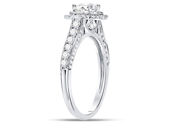 3.65g 14K सॉलिड गोल्ड ज्वैलरी, 0.8ct स्क्वायर महिलाओं के व्हाइट गोल्ड डायमंड रिंग्स