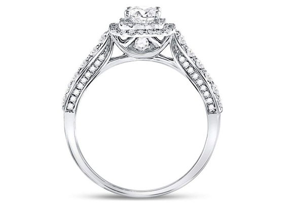 3.65g 14K सॉलिड गोल्ड ज्वैलरी, 0.8ct स्क्वायर महिलाओं के व्हाइट गोल्ड डायमंड रिंग्स