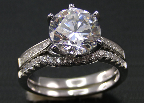 1PCS राउंड ब्रिलियंट कट डायमंड रिंग 1.25CT, 18k व्हाइट गोल्ड रिंग सेट महिलाओं के लिए
