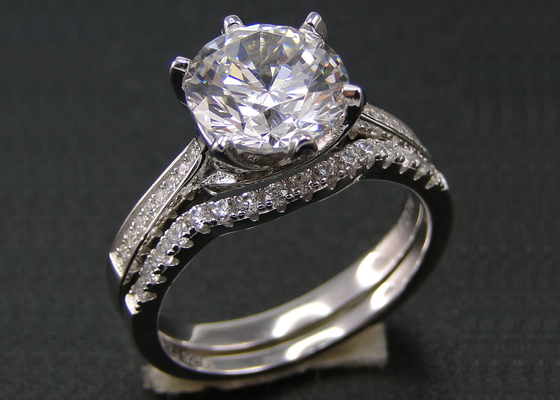 1PCS राउंड ब्रिलियंट कट डायमंड रिंग 1.25CT, 18k व्हाइट गोल्ड रिंग सेट महिलाओं के लिए