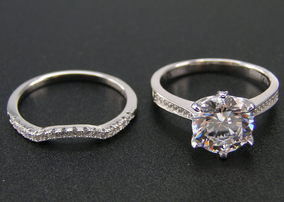 1PCS राउंड ब्रिलियंट कट डायमंड रिंग 1.25CT, 18k व्हाइट गोल्ड रिंग सेट महिलाओं के लिए