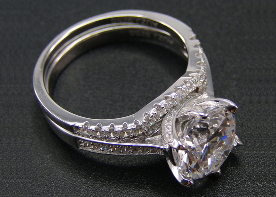 1PCS राउंड ब्रिलियंट कट डायमंड रिंग 1.25CT, 18k व्हाइट गोल्ड रिंग सेट महिलाओं के लिए
