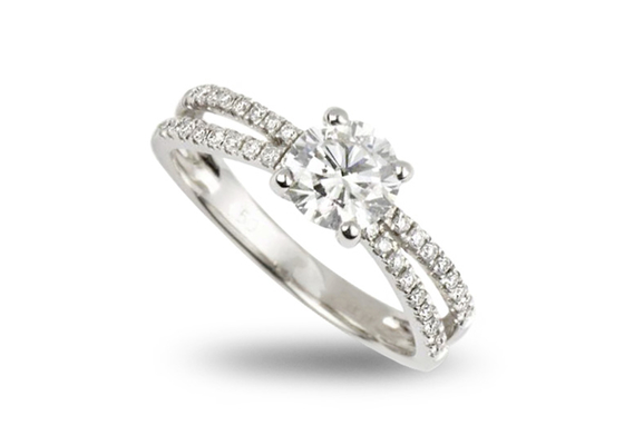 0.1ct डायमंड 14K सॉलिड गोल्ड ज्वैलरी राउंड कट 3.21g वेट फॉर एंगेजमेंट