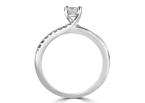 प्रोंग सेटिंग राउंड कट डायमंड रिंग, 0.46ct 5mm डायमंड सॉलिड गोल्ड रिंग