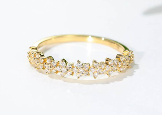 0.54ct गोल्ड स्टार डायमंड रिंग, 1.3 मिमी 18k गोल्ड एंगेजमेंट रिंग फॉर वूमेन गर्ल