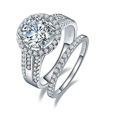 18K 14K 10k व्हाइट गोल्ड रिंग, 1.8CT 8mm महिला डायमंड वेडिंग रिंग सेट