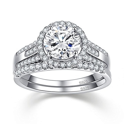 18K 14K 10k व्हाइट गोल्ड रिंग, 1.8CT 8mm महिला डायमंड वेडिंग रिंग सेट
