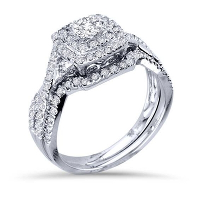 43PCS 0.43ct डायमंड एंगेजमेंट वेडिंग रिंग्स 18K व्हाइट गोल्ड कलर ODM