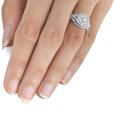 43PCS 0.43ct डायमंड एंगेजमेंट वेडिंग रिंग्स 18K व्हाइट गोल्ड कलर ODM