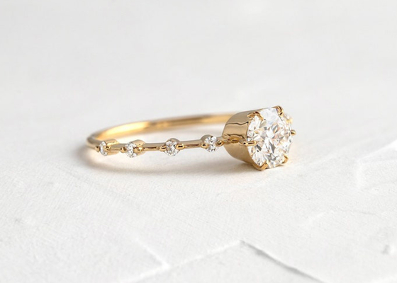 1.0ct Moissanite डायमंड रिंग्स, राउंड कट एंगेजमेंट रिंग्स 6.5MM ODM